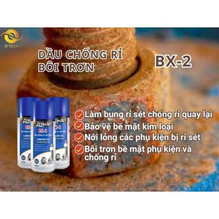 Phá gỉ sét Otech BX-2, bôi trơn chi tiết, bình xịt chống gỉ, phá sét và bôi trơn BX2