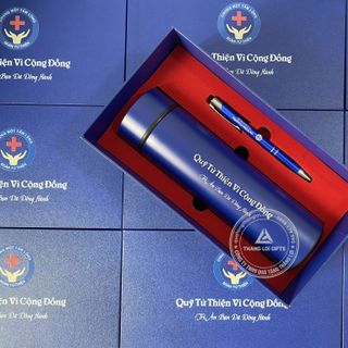 Sét quà tặng ( Binh giữ nhiệt + Bút ký ) in ấn theo yêu cầu