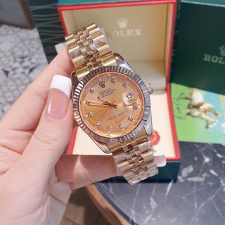XẢ KHO ĐỒNG HỒ NAM NỮ CAO CẤP RÔ LE MÀU GOLD ROSE MÁY NHẬT KÍNH SAPHIRE