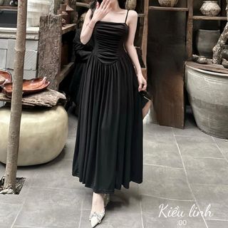 ĐẦM 2 DÂY NHÚN FORM DÀI THUN GÂN - LÊ PHƯƠNG BOUTIQUE