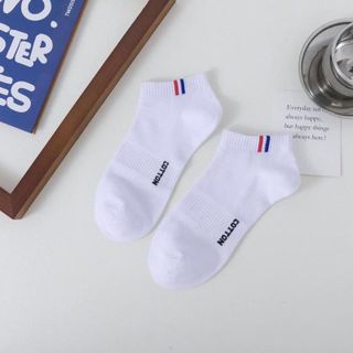 Tát vớ nam nữ cổ ngắn cổ thấp kẻ vạch cotton chống hôi chân