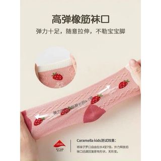 Tất Vớ Cổ Cao Họa Tiết Dâu Tây Chống Trơn Trượt Cho Bé Gái Từ 1 2 3 4 Tuổi