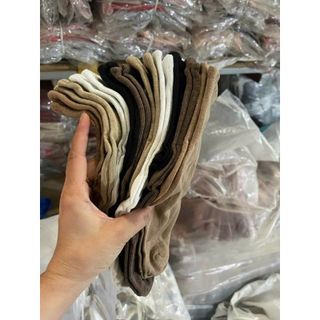 Tất vớ nữ cổ cao len tăm màu trơn Vintage phong cách Hàn Quốc