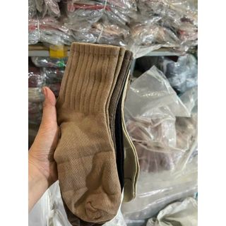 Tất vớ nữ cổ cao len tăm màu trơn Vintage phong cách Hàn Quốc