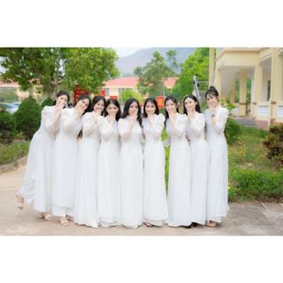 Sẵn kho SLL Sỉ Áo dài trắng tay bồng 4 tà, cổ áo đính ngọc, học sinh,chụp kỷ yếu, đồng phục đẹp