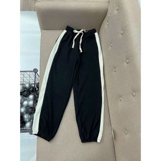 Quần Jogger Nữ Nỉ Nhung Tăm Mịn Chất Co Giãn Kết Hợp Phối Sọc Dệt Hai Bên Bo Chun Gấu Phong Cách Hàn Quốc