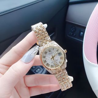 ĐỒNG HỒ NỮ THỜI TRANG RÔ LE DÂY ĐÍNH FULL HỘT NHIỀU MÀU