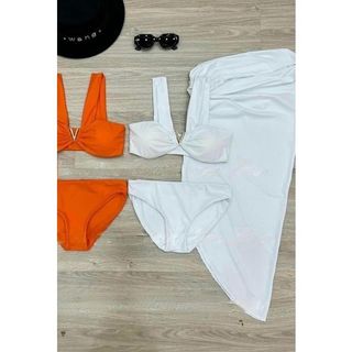 SET 3 MÓN ĐỒ BƠI BIKINI ĐI BIỂN ÁO CỔ V QUẦN CHIP KÈM QUÂY RÚT MẪU MỚI