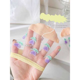 Tất vớ thuyền tất lười chống trượt, tụt gót hình hoa Tulip viền lưới