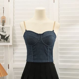 Áo bra 2 Dây Cúp Ngực Giả Bò Dây Xích Ôm Dáng Lửng Croptop Cá Tính Cực Sang Chảnh