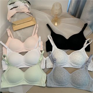 Áo lót nữ cotton nhăn nâng ngực mút mỏng áo ngực không gọng, áo lót học sinh đệm mỏng không gọng