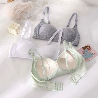 Áo lót nữ cotton nhăn nâng ngực mút mỏng áo ngực không gọng, áo lót học sinh đệm mỏng không gọng