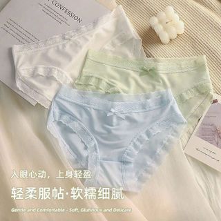 Quần lót nữ su lụa lạnh siêu mỏng viền ren hoa thoáng mát, gợi cảm
