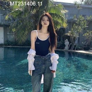 Bikini áo tắm đồ bơi nữ 1 mảnh liền thân 2 dây dáng thể thao kèm quần