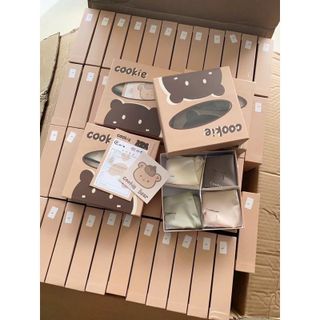 Sét 4 Quần Lót Su Full Hộp Gấu Cookie Cao Cấp, Quần Lót Su Kháng Khuẩn Nâng Mông Không Viền Quyến Rũ Avalingerie