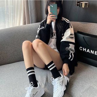 Tất vớ nam nữ cổ cao cổ kẻ, vớ gân trơn cổ cao unisex kẻ sọc dài 18cm loại dày dặn 83% cotton cao cấp