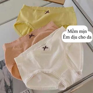 Hộp 6 Quần Lót Cotton Dệt Kim Đính Nơ Tiên Nữ Kháng Khuẩn Xuất Nhật, Hàng Cao Cấp Free Size Dưới 60kg