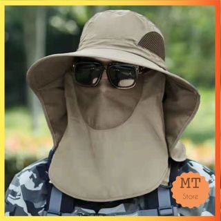 Mũ Nón Rộng Vành Kèm Khẩu Trang Che Cổ Bucket Chống Nắng Chống Gió Che Kín Cho Nam Và Nữ