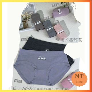 Combo 10 quần lót nữ cotton cạp vừa 3 bông hoa thoáng mát bigsize 60-80kg 6607