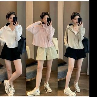 Áo Chống Nắng Nữ Chống Tia Cực Tím Chất Băng Lụa Siêu Mát,Áo Choàng Rộng Dài Tay Có Mũ Vành Cao Su Mỏng Nhẹ Chống Tia UV