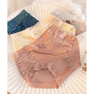 Combo 5 Quần Lót Nữ Lụa Bigsize Satin Viền Ren Siêu Đẹp Quần Chip Nữ Chất Mát Lạnh Mềm Mịn Có Size To