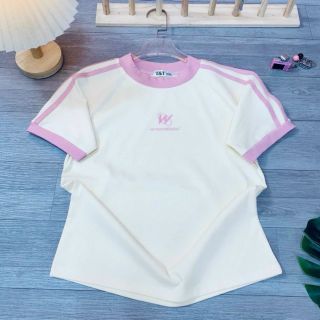Áo thun cotton Hình thêu,co giản mịn mát.viền sọc như hình . From rộng dưới 60kg