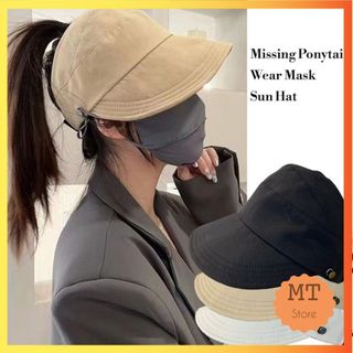 Mũ Nón Lưỡi Trai Nửa Đầu Có Nút Gài Khẩu Trang Tiện Lợi Cho Nữ