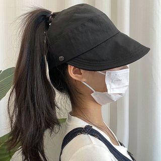 Mũ Nón Lưỡi Trai Nửa Đầu Có Nút Gài Khẩu Trang Tiện Lợi Cho Nữ