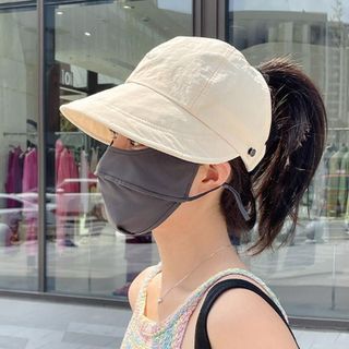 Mũ Nón Lưỡi Trai Nửa Đầu Có Nút Gài Khẩu Trang Tiện Lợi Cho Nữ