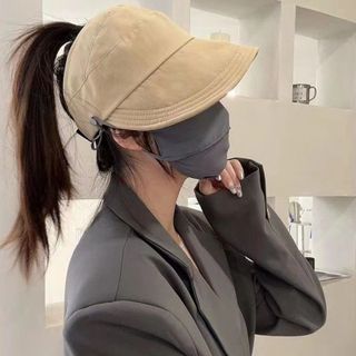 Mũ Nón Lưỡi Trai Nửa Đầu Có Nút Gài Khẩu Trang Tiện Lợi Cho Nữ