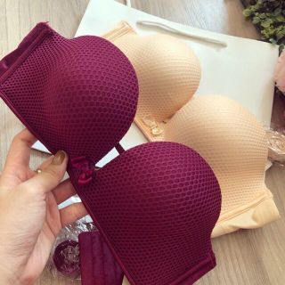 Áo lót cúp ngực thông hơi không dây viền hít silicon nâng ngực chống tụt K18
