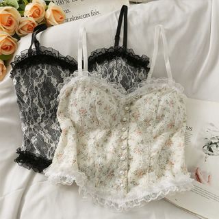 Áo Bra Ren Tiểu Thư Đính Ngọc Siêu Xinh - Áo Croptop Hai Dây Công Chúa