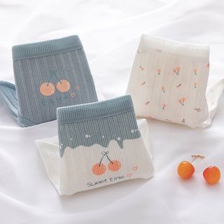 Quần Lót Cotton Tăm Tre 4D Họa Tiết Cherry Dễ Thương