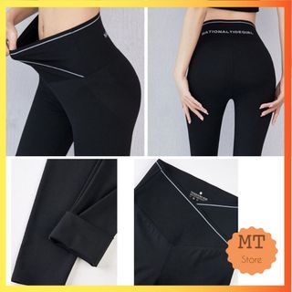 Quần legging nữ cạp chéo lưng cao gen bụng vải thun cotton ôm bó