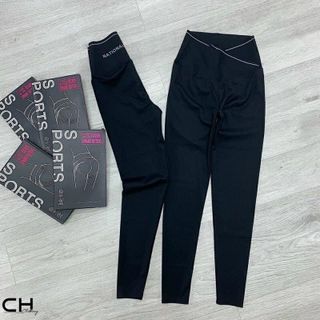 Quần legging nữ cạp chéo lưng cao gen bụng vải thun cotton ôm bó