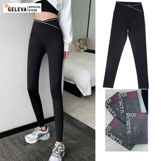 Quần legging nữ cạp chéo lưng cao gen bụng vải thun cotton ôm bó