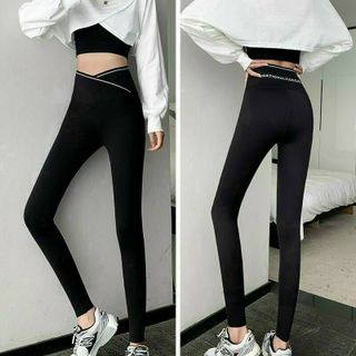 Quần legging nữ cạp chéo lưng cao gen bụng vải thun cotton ôm bó