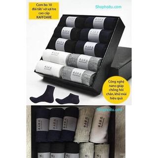 Hộp 10 đôi tất vớ nam nữ màu trơn cổ ngắn thấp cổ cao xuất Nhật khử mùi chống mùi hôi chân