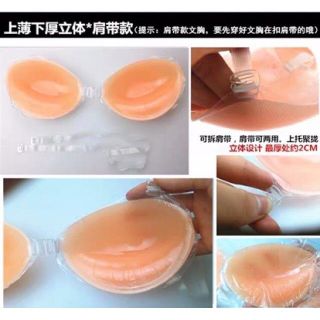 Áo dán ngực silicon cài trước tặng kèm dây quai trong suốt nâng đẩy tạo khe ( kèm dây áo)