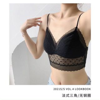 Áo bra 2 dây ren có mút ngực hoạ tiết chấm bi phong cách tiểu thư xinh xắn