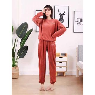 Bộ Quần Áo Bông Lông Cừu D.Studio Mặc Nhà Siêu Ấm