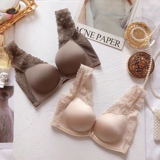 Áo lót áo ngực nữ đúc su không gọng cài trước phối ren cao cấp 399