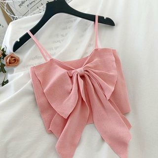 Áo bra 2 dây nơ dáng lửng croptop cá tính