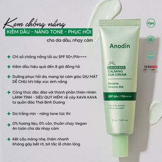 Kem chống nắng nâng tone cho da dầu, nhạy cảm Anodin Kava Kava Calming Suncream 50ml