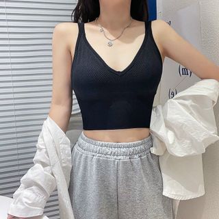 Áo Bra Len Tăm Cổ V, Áo Lót Có Đệm Nâng Ngực 1822