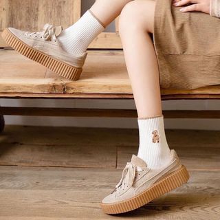 Tất gấu, vớ gấu nâu len tăm cổ cao phong cách vintage