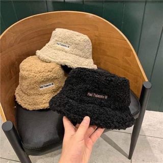 Mũ lông cừu bucket cho nữ phong cách Hàn Quốc