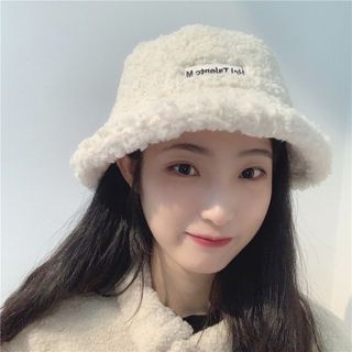 Mũ lông cừu bucket cho nữ phong cách Hàn Quốc