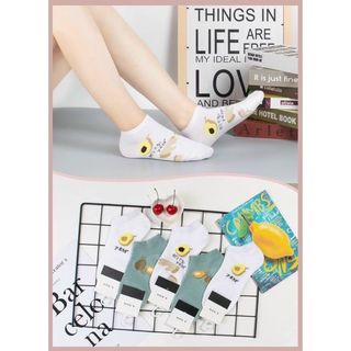 Tất nữ, vớ nữ cổ ngắn họa tiết hình bơ dễ thương