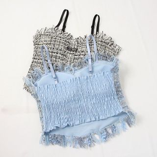 Áo Bra Dạ 2 Dây Nữ Dáng Croptop Chun Lưng Kèm Đệm Mút Siêu Xinh